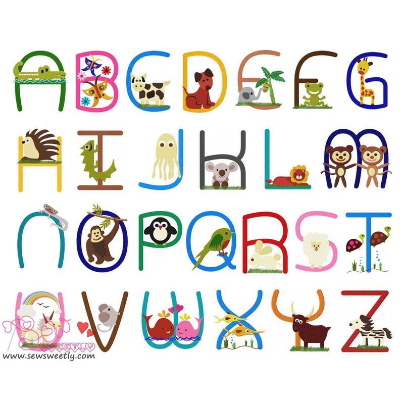 Animals Font Machine Embroidery Design Bundle