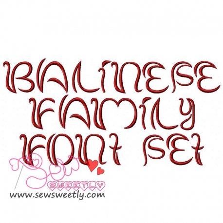 Balinese Family Embroidery Font Set Pattern- Category- Embroidery Fonts- 1