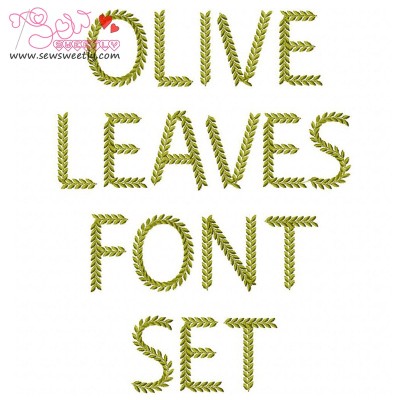 Olive Leaves Embroidery Font Set