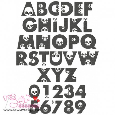 Skull Embroidery Font Set Pattern- Category- Embroidery Fonts- 1