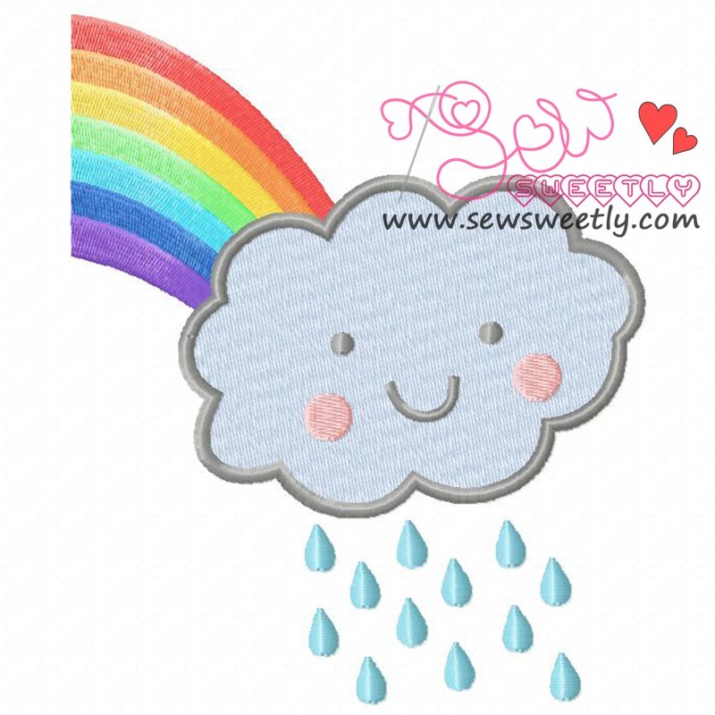 Rain cloud with rainbow embroidery design Rain cloud with rainbow embroidery design