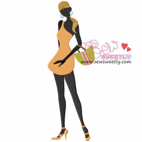 Shopping Lady-1 Embroidery Design Pattern- Category- Other Designs- 1