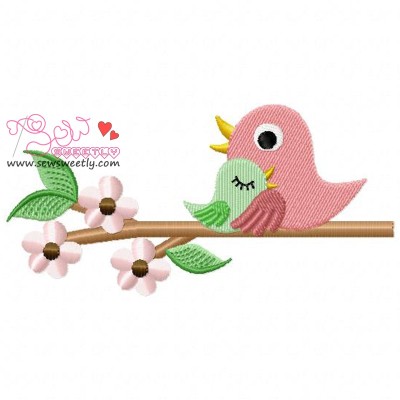 Mom And Baby Bird Embroidery Design