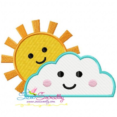 Sun Cloud Embroidery Design