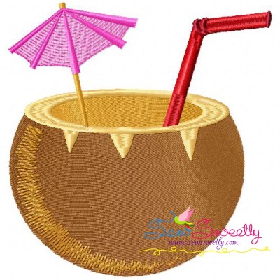 Coconut Drink Embroidery Design