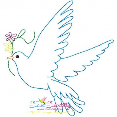 Vintage Redwork Pigeon-4 Embroidery Design Pattern-1