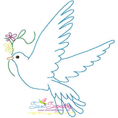 Vintage Redwork Pigeon-4 Embroidery Design Pattern-1