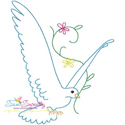 Vintage Redwork Pigeon-6 Embroidery Design Pattern-1