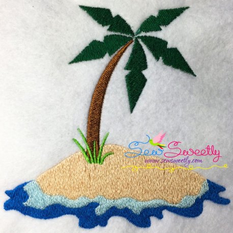 Palm Tree On Island Embroidery Design Pattern- Category- Summer And Spring Season- 1