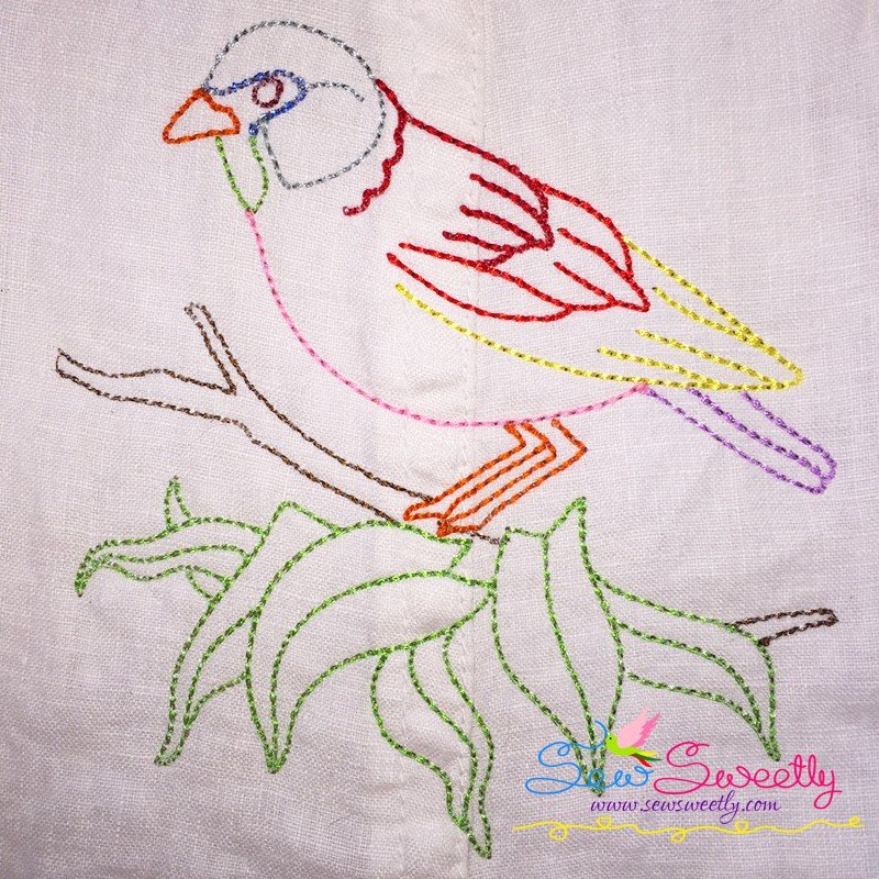 Colorful Vintage Bird-6 Machine Embroidery Design