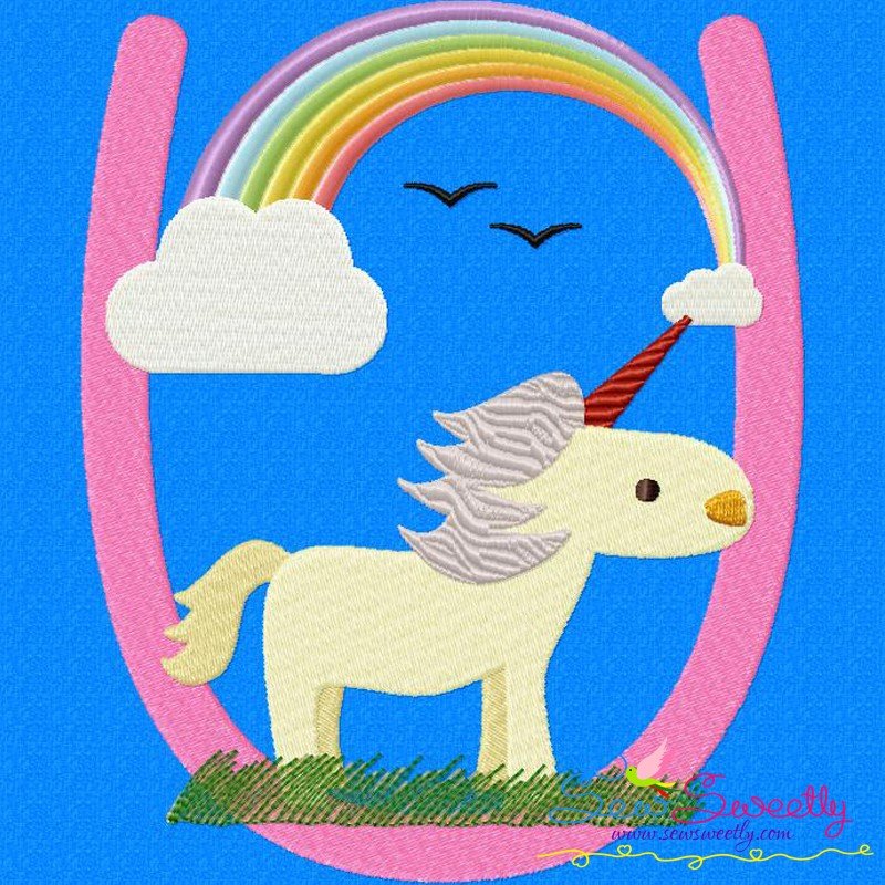 Animal Letter-U- Unicorn Machine Embroidery Design