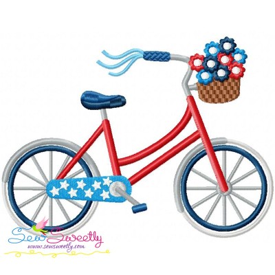 4th of July Bicycle Embroidery Design
