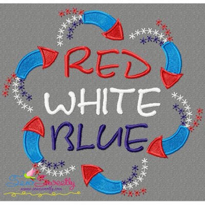 Red White Blue Embroidery Design