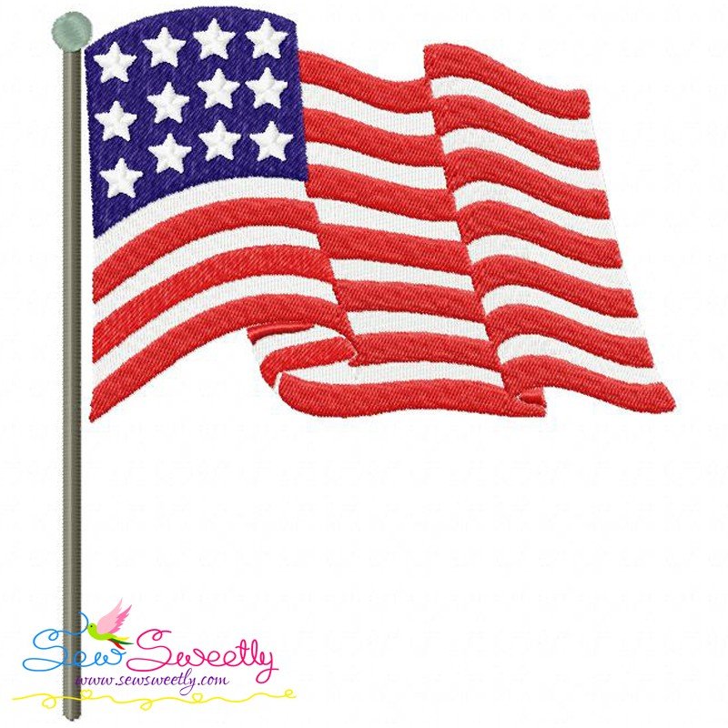 American Flag Patriotic Machine Embroidery Design For 4th of July