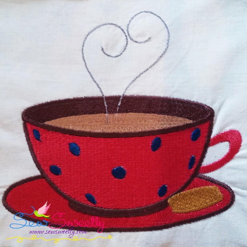 Red tea cup machine embroidery design Red tea cup machine embroidery design