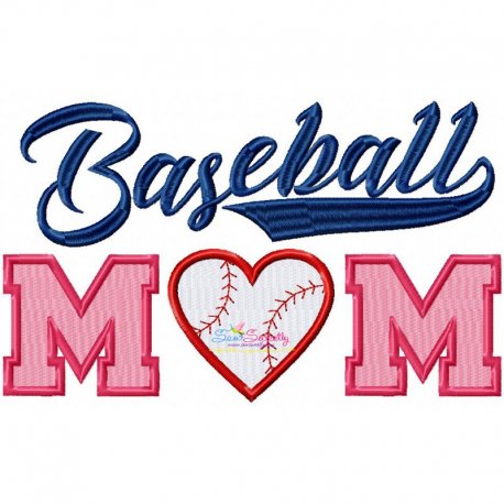 Baseball mom machine embroidery design