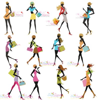 Shopping Ladies Embroidery Design Bundle