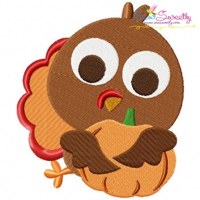 Turkey With Pumpkin Embroidery Design