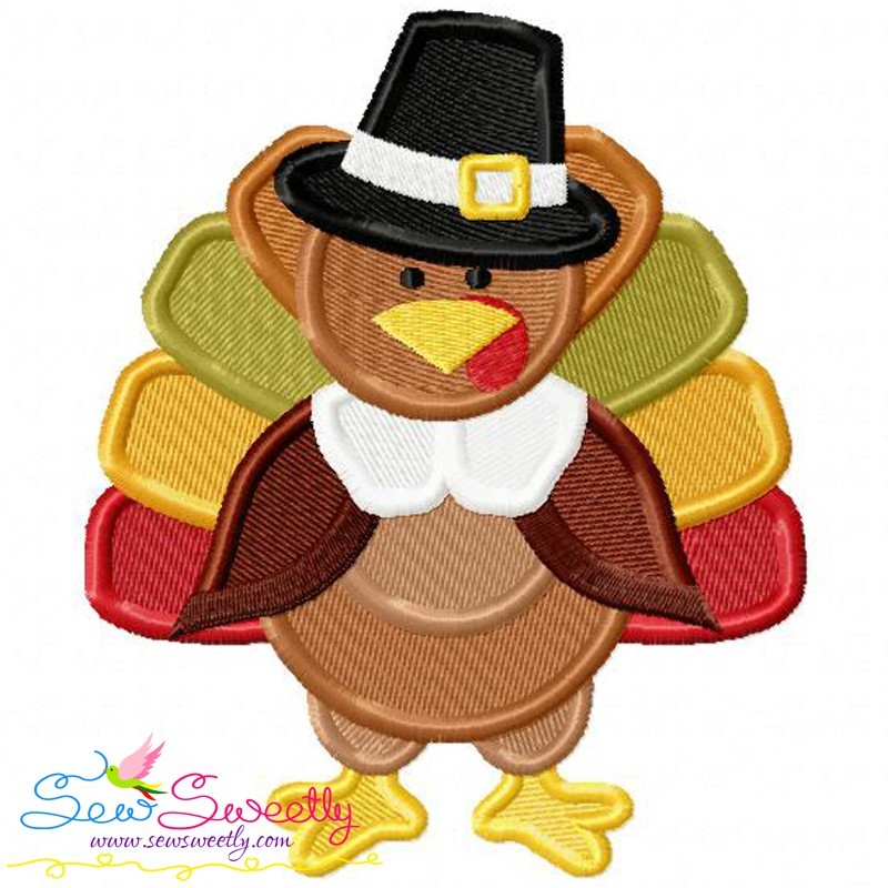 Pilgrim Turkey With Hat Machine Embroidery Design