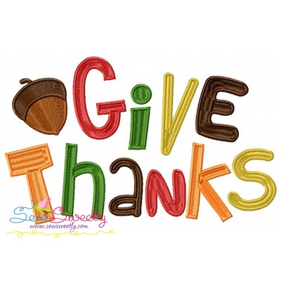 Give Thanks Lettering Embroidery Design