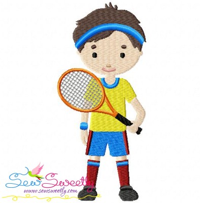 Tennis Player Embroidery Design