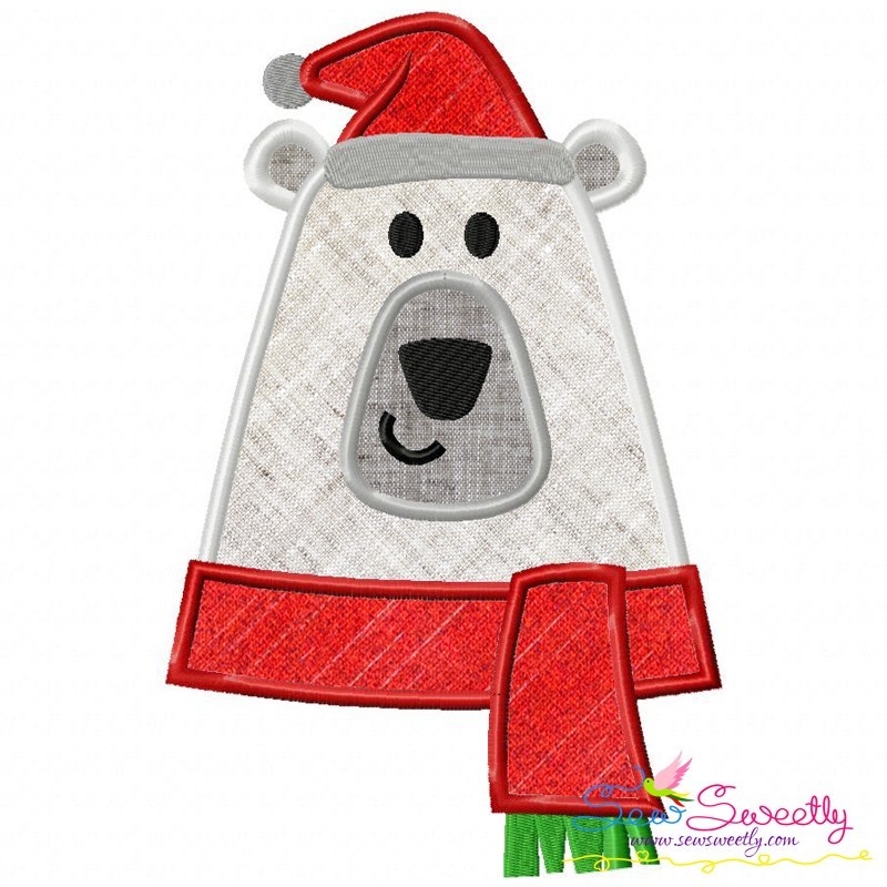Christmas polar bear machine applique embroidery design Christmas polar bear machine applique embroidery design