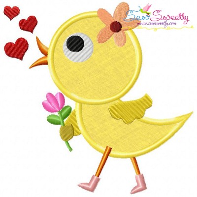 Cute Valentine Chick Applique Design