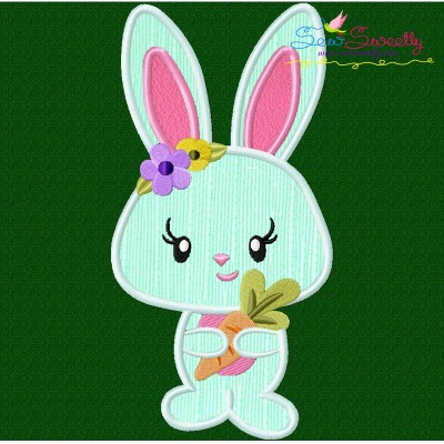 Easter Bunny Girl Carrot Applique Design