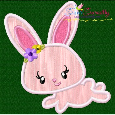 Easter Bunny Girl Jumping Applique Design