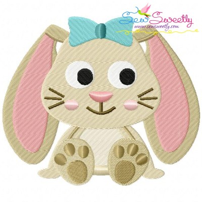 Easter Sitting Bunny Girl Embroidery Design