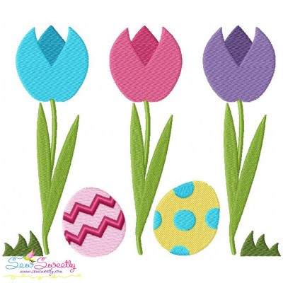 Easter Tulips With Eggs Embroidery Design