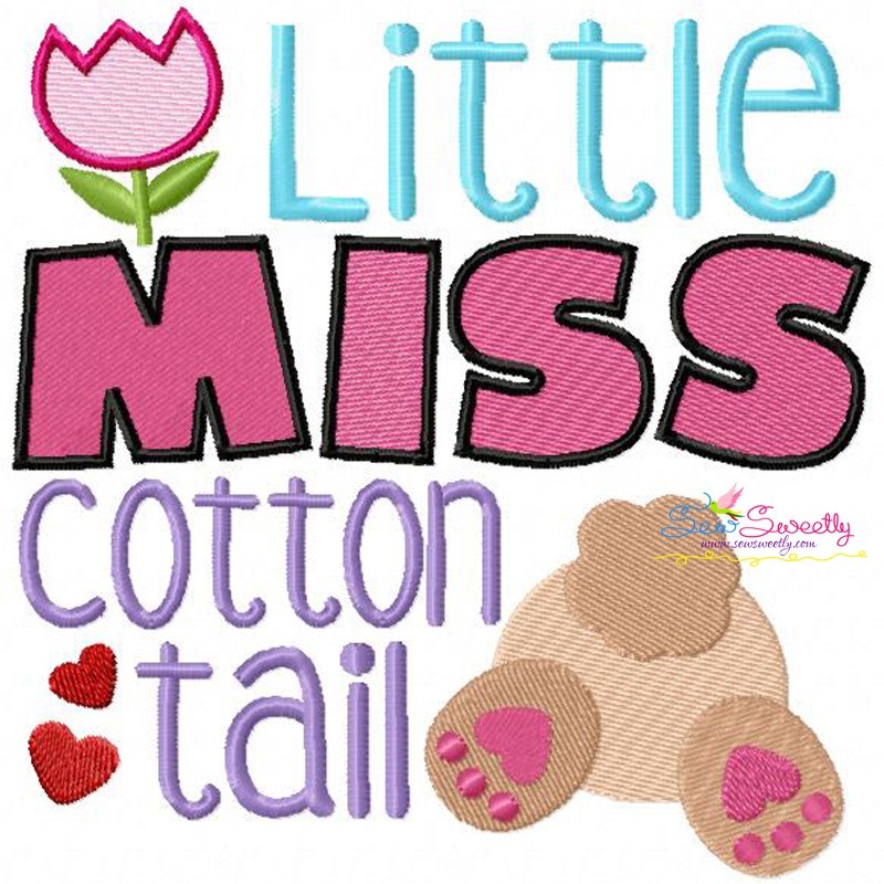 Little miss cotton tail embroidery design for easter