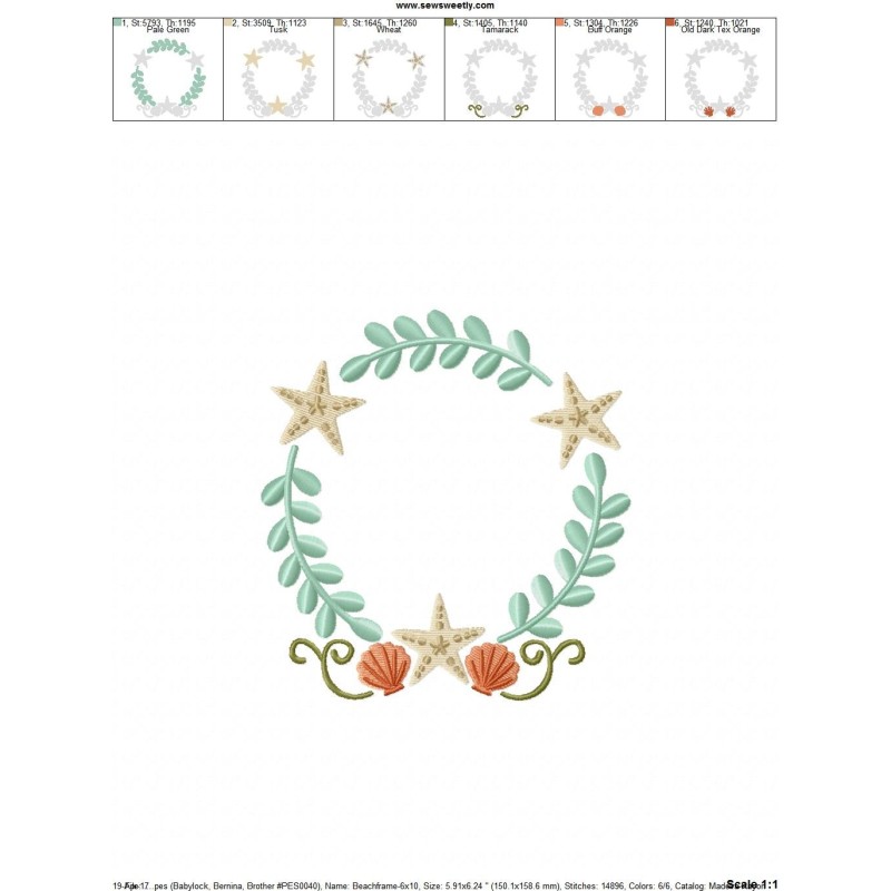 Beach frame machine embroidery design for summer Beach frame machine embroidery design for summer