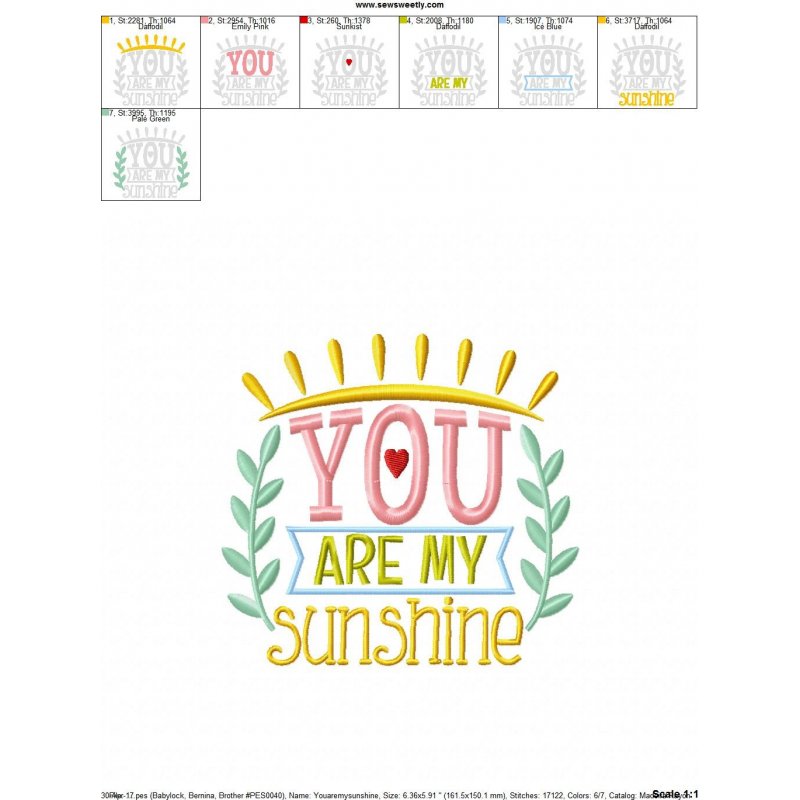 You Are My Sunshine Machine Embroidery Design You Are My Sunshine Machine Embroidery Design