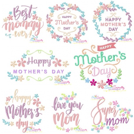 Mother's Day Floral Embroidery Design Bundle-1