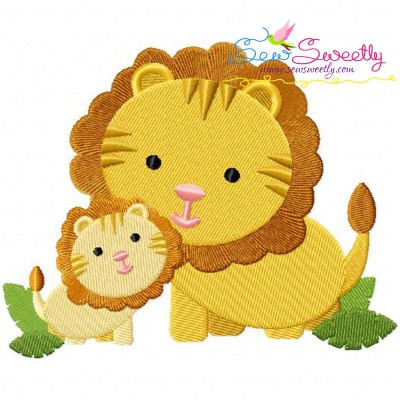 Lion Mom And Baby Embroidery Design