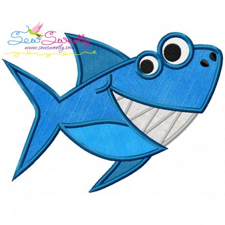 Shark applique design Sea animal machine embroidery design.