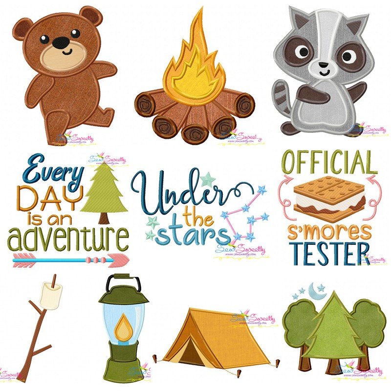 Camping Embroidery Design Bundle Includes 10 Beautiful Camping Designs