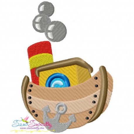 Colorful Fishing Boat-5 Embroidery Design Pattern