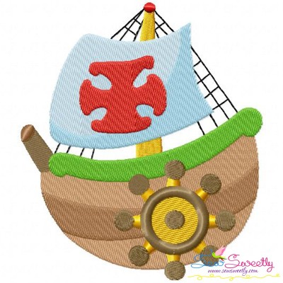 Colorful Fishing Boat-3 Embroidery Design Pattern-1