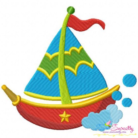 Colorful Sailboat Embroidery Design Pattern