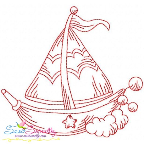 Redwork Sailboat Embroidery Design Pattern