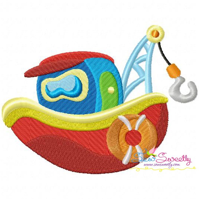 Colorful Fishing Boat-1 Machine Embroidery Design For ...