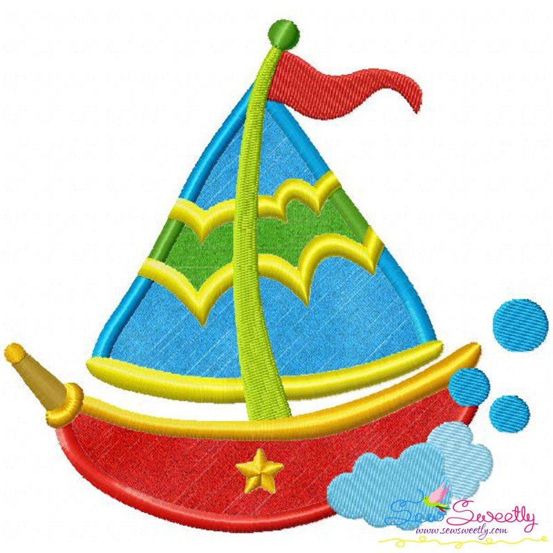 Colorful And Redwork Fishing Boats Embroidery Design Pack ...