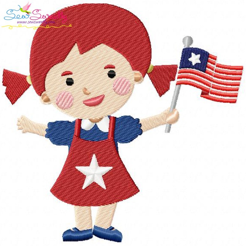 4th of july girl3 patriotic machine embroidery design for 4th of july