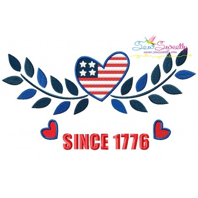 4th of July Heart Patriotic Embroidery Design