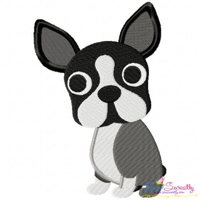 Boston Terrier Dog Embroidery Design