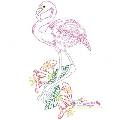 Vintage Stitch Flamingo-4 Embroidery Design