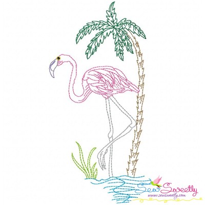 Vintage Stitch Flamingo-7 Embroidery Design