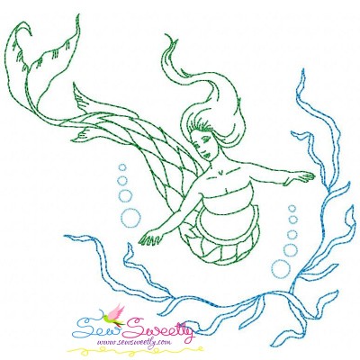 Vintage Stitch Mermaid-8 Embroidery Design Pattern-1